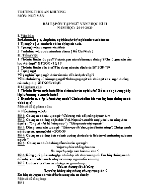 Bài tập ôn tập Ngữ văn 7 học kì II - Năm học 2019-2020 - Nguyễn Thị Hà Thu